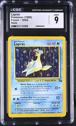 CGC 9 LAPRAS 10 FOSSIL UNLIMITED HOLO POKEMON MINT - Image 1