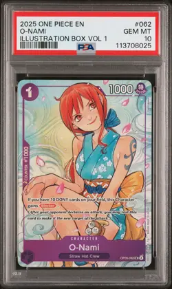 2025 ONE PIECE PROMO #062 O-NAMI ILLUSTRATION BOX VOL.1 PSA 10 - Image 1