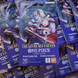 10 x One Piece OP14 - THE AZURE SEA’S SEVEN - Sleeved Blister Booster Packs Lot - Image 2
