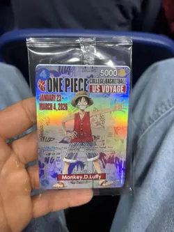 One Piece CCG Monkey D Luffy College Basketball US Voyage Promo Card - Image 1