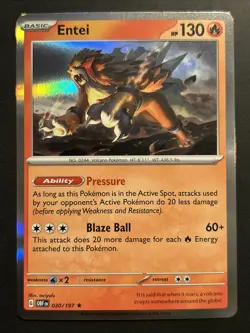 Entei 030/197 Rare Holo Pokemon S&V Obsidian Flames Trading Card Game NM - Image 1
