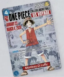 One Piece Monkey D. Luffy US Voyage College Basketball Promo Card Sealed - Image 2