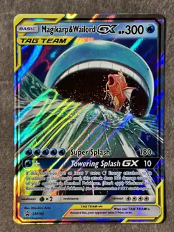 Pokemon TCG Magikarp & Wailord GX Tag Team Black Star Promo Card SM166 - Image 1