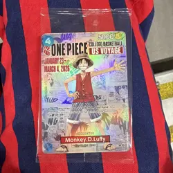 RARE One Piece College Basketball Monkey.D.Luffy CCG US Voyage Promo Card 1 of 2 - Image 1