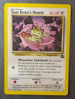 WOTC Black Star Promotional Pokemon Card: Team Rocket's Meowth #18 - Image 1
