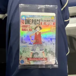 One Piece CCG Monkey.D.Luffy College Basketball US Voyage Promo Card - Image 1