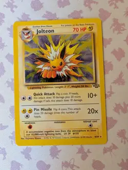 Vintage WOTC Pokemon TCG Card Eeveelution Rare Holo Jolteon Jungle Set 4/64 - Image 2