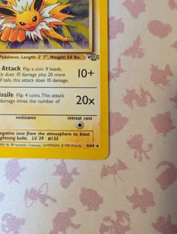 Vintage WOTC Pokemon TCG Card Eeveelution Rare Holo Jolteon Jungle Set 4/64 - Image 5