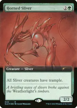 MTG Horned Sliver - Foil - Extended Art, Light Play, English Secret Lair Drop Se - Image 1