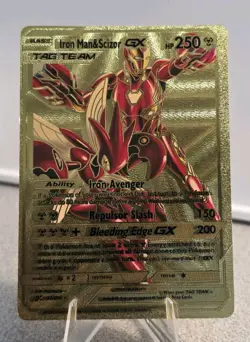 Pokemon Iron Man Scizor GX Tag Team 250hp Gold Foil Fan Art Collector Card... - Image 1