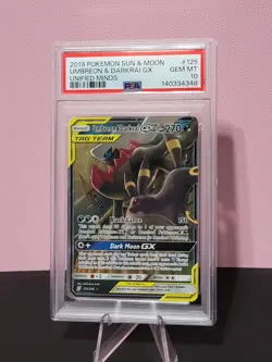 2019 POKEMON SUN & MOON UNIFIED MINDS #125 UMBREON & DARKRAI GX PSA 10 GEM MINT - Image 1