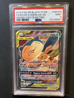 PSA 9 Eevee & Snorlax GX SM169 Tag Team Promo Sun & Moon English Pokemon | Mint - Image 1