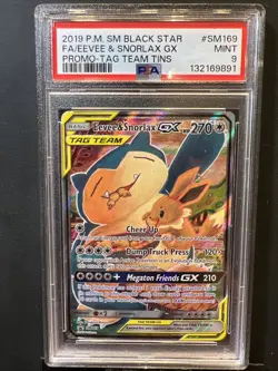 PSA 9 Eevee & Snorlax GX SM169 Tag Team Promo Sun & Moon English Pokemon | Mint - Image 2