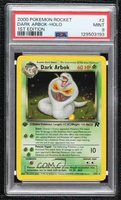 Dark Arbok Holo 1st Ed. Pokemon Team Rocket PSA 9 MINT 2000 - Image 1