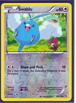 2013 SWABLU 32/113 Legendary Treasures Pokemon REVERSE HOLO (S2) - Image 1