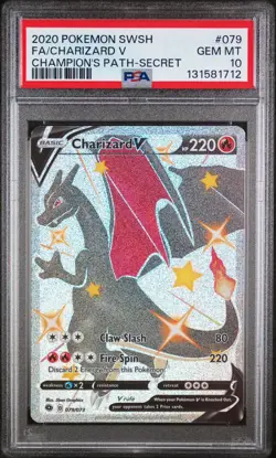 2020 Pokemon SWSH FA Charizard V 079/073 Secret Rare Champion's Path PSA 10 - Image 1