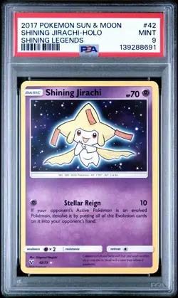 2017 POKEMON SUN & MOON SHINING LEGENDS #42 SHINING JIRACHI-HOLO PSA 9 - Image 1