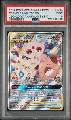 2019 POKEMON SUN & MOON COSMIC ECLIPSE TOGEPI & CLEFFA & IGGLYBUFF GX PSA 9 - Image 1