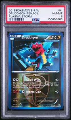 PSA 8 NM-MT Pokemon Black White Plasma Storm Druddigon Reverse Holo Foil 94/135 - Image 1