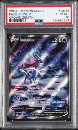 2023 POKEMON SWORD & SHIELD CROWN ZENITH #GG38 FULL ART/SUICUNE V PSA 10 - Image 1