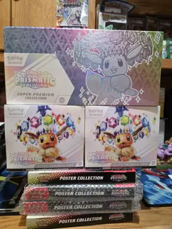 Pokemon Prismatic Evolutions LOT - 2 Etbs 1 Booster Bundle 4 Posters 1 Spc New - Image 1
