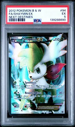 Shaymin EX 94/99 Next Destinies Pokemon PSA 5 - Image 1
