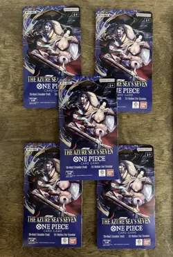 5x One Piece OP14 -THE AZURE SEA’S SEVEN -Sleeved Blister Booster Packs Lot of 5 - Image 1