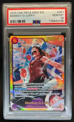 2025 One Piece Anime 25th Collection Monkey D. Luffy Secret Rare EB02-061 PSA 10 - Image 1
