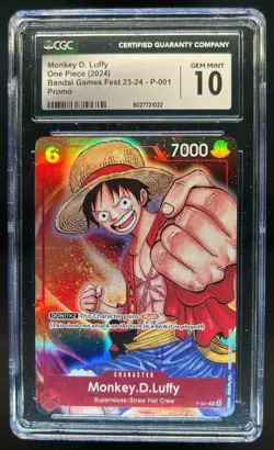 2024 One Piece Bandai Games Promo Fest Monkey. D Luffy #P-000 CGC 10 GEM MINT - Image 1