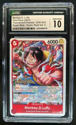 2023 One Piece Tournament Promos Monkey.D.Luffy Super Rare #ST01-012 CGC 10 - Image 1