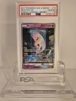 Mewtwo GX (78/73) PSA 10 Shining Legends Secret Rare. English Pokemon PSA Card - Image 1
