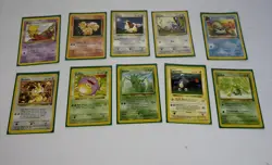 LOT OF 10 POKEMON BASE SET CARDS DAMAGED HEAVILY PLAYED ORIGINAL VINTAGE WOTC - Image 1