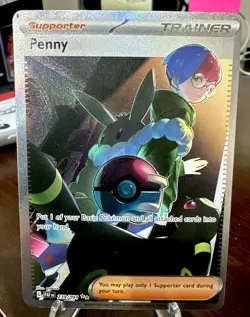 Pokemon TCG Penny Paldean Fates Trainer Holo Card 239/091 Illustration Rare - Image 1