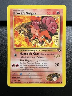 BROCK'S VULPIX W Stamp Pokemon Card - WOTC Promo - Gym Challenge - 37/132 LP (A) - Image 2