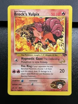 BROCK'S VULPIX W Stamp Pokemon Card - WOTC Promo - Gym Challenge - 37/132 LP (B) - Image 2
