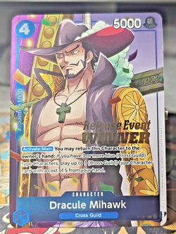 One Piece TCG Dracule Mihawk P-081 P Foil Card Winner Release Event English - Image 1