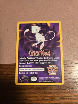 1999 Pokemon Wizards of the Coast Promos - CATCH MEW Card - Pokemon the Movie - Image 1