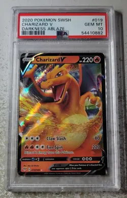 2020 Pokemon SWSH Charizard V Darkness Alaze #019 PSA 10 - Image 1