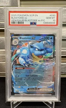 Pokemon Stellar Crown Blastoise Ex 030/142 Stamped Premium Collection PSA 10 - Image 1