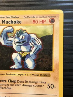 Pokemon MACHOKE 34/102 Shadowless (1999 Base Set) LP/DMG - Image 2