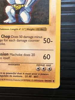 Pokemon MACHOKE 34/102 Shadowless (1999 Base Set) LP/DMG - Image 5