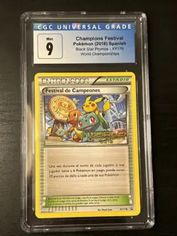 2016 POKEMON WORLD CHAMPIONSHIPS PROMO #XY176 CHAMPIONS FESTIVAL Spanish CGC 9 - Image 1