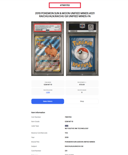 PSA 10 Pokemon Raichu & Alolan Raichu GX 221/236 Unified Minds - Image 4