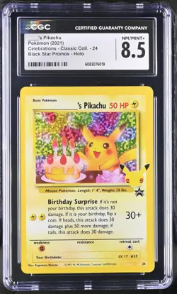 Birthday Pikachu 24 Celebrations Holo Pokemon CGC 8.5 Nm/mint+ *019 - Image 1