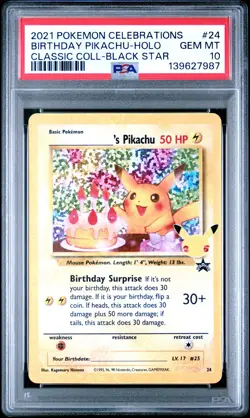 Birthday Pikachu Holo 24 Celebrations Classic Collection Pokemon PSA 10 *987 - Image 1