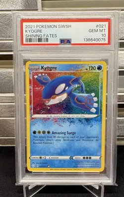 Pokemon TCG Shining Fates Kyogre 021/072 Amazing Rare PSA 10 GEM MINT - Image 1