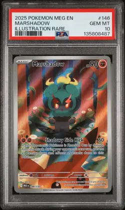 2025 Pokemon Meg En-Mega Evolution #146 Marshadow Illustration Rare PSA 10 - Image 1