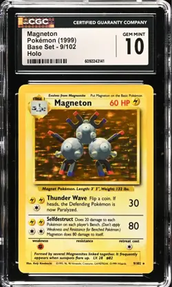 CGC 10 GEM MINT Magneton 9/102 Base Set Holo Rare Vintage 1999 WOTC Pokemon - Image 1