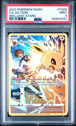 2022 POKEMON SWORD & SHIELD BRILLIANT STARS FA/JOLTEON #TG04 PSA MINT 9 - Image 1