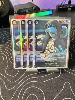 (x4) Trafalgar Law EB02-045 SR Extra Booster Anime 25th ONE PIECE TCG Playset - Image 1